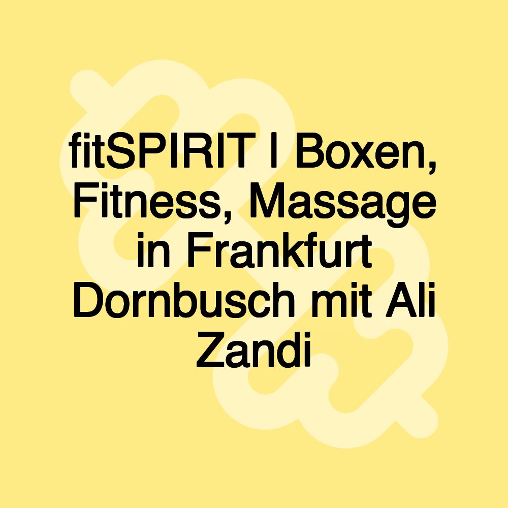 fitSPIRIT | Boxen, Fitness, Massage in Frankfurt Dornbusch mit Ali Zandi