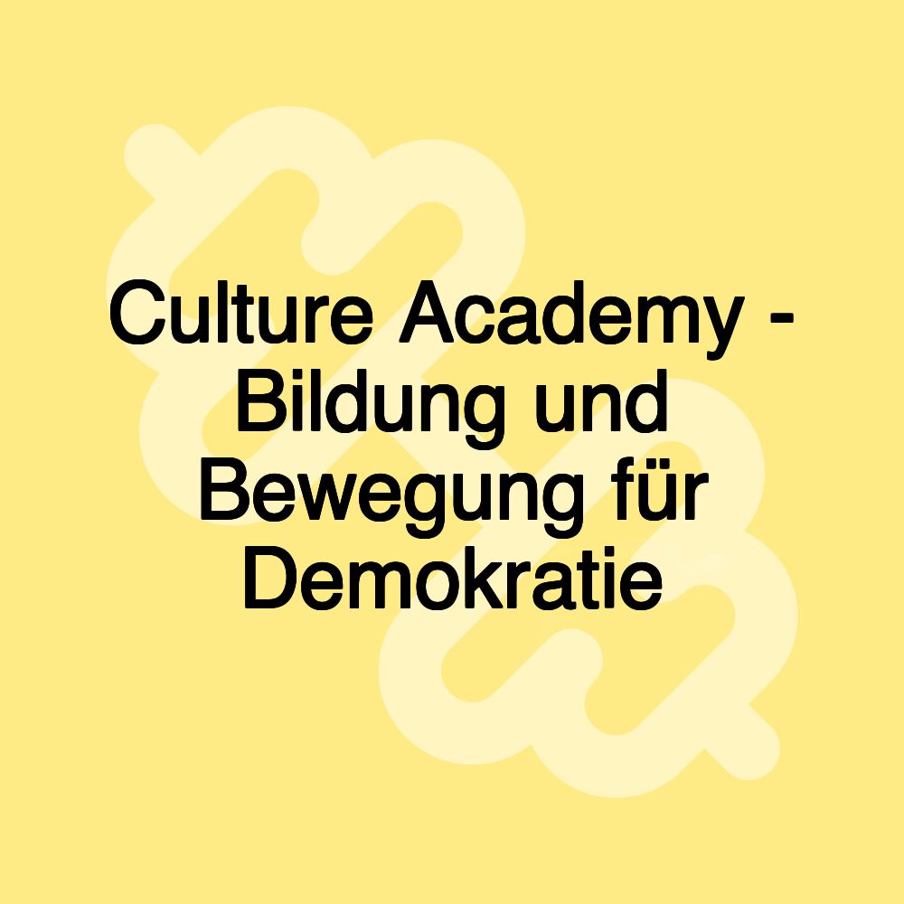 Culture Academy - Bildung und Bewegung für Demokratie