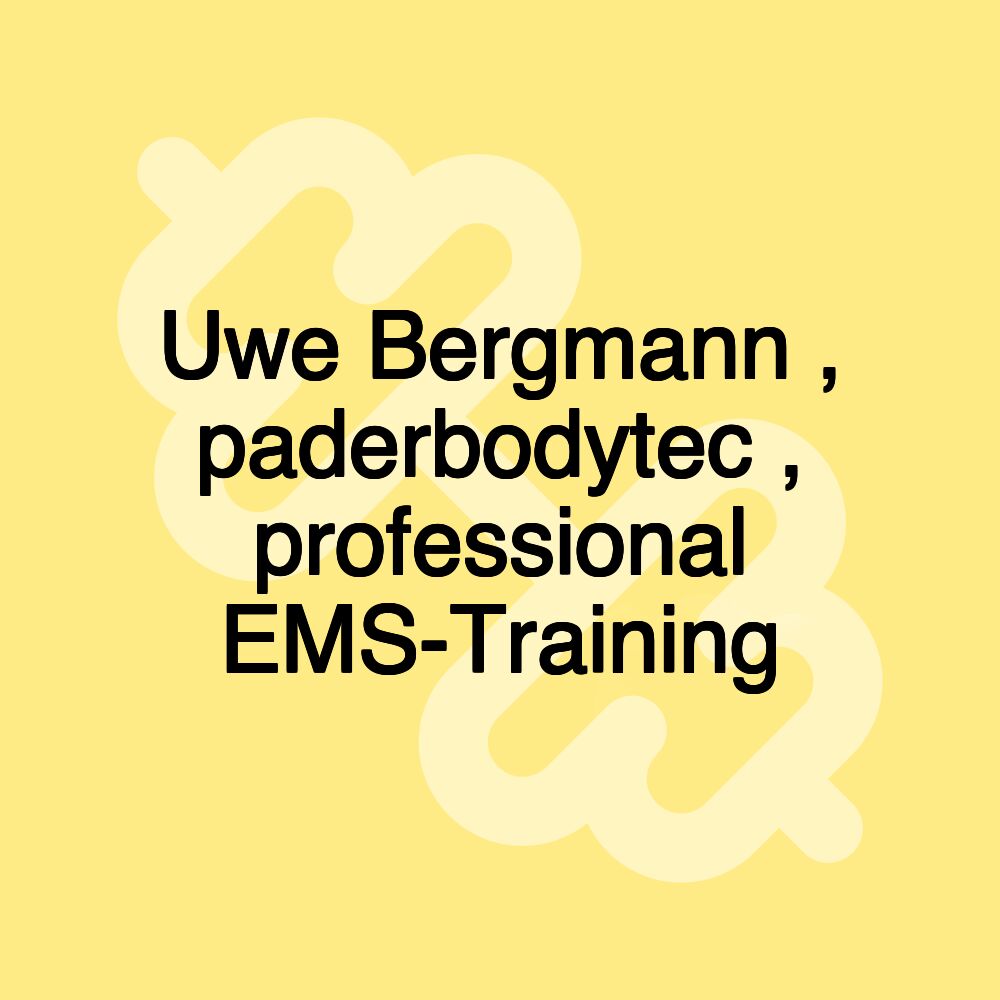 Uwe Bergmann , paderbodytec , professional EMS-Training