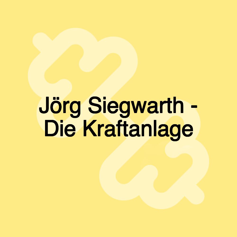 Jörg Siegwarth - Die Kraftanlage