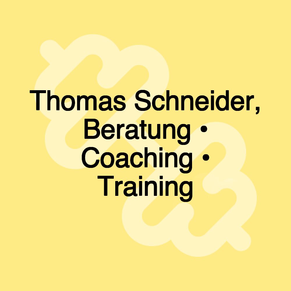 Thomas Schneider, Beratung • Coaching • Training